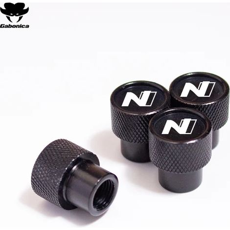 (Noir) Lot de 4 bouchons de valve de pneu décoratifs pour voiture, compatibles avec Tucson, N Line, Kona, Accent et Santa Fe. Accessoires auto. (1/5)