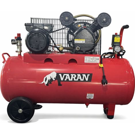 Varan Motors - BYV0178 Riemengetriebener Luftkompressor 100 Liter 2 PS 1500W 1020 U/min 194 L/min 8 Bar