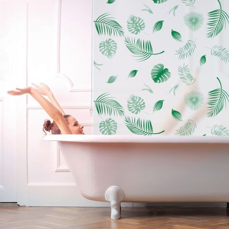 Tenda a rullo per vasca da bagno idrorepellente con motivo a foglie