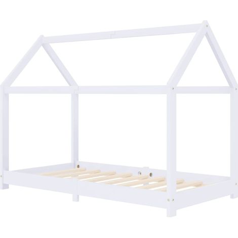 Lit simple pour enfant - Cadre de lit Blanc Bois de pin massif 70x140 cm BV457808 - BonneVie (1/5)