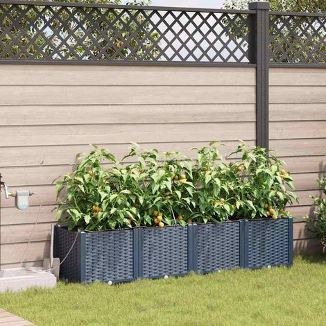 vidaXL Vasi da giardino Grigio 160 x 40 x 37.5 cm Acciaio (1/5)