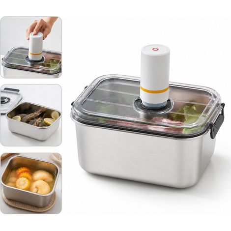 1 Set 1 600 ml Boîte de Conservation sous Vide en Inox 304 avec Machine 20,5 x 14 x 9,8 cm 0,36 kg Repas Cuisine Domicile (1/5)