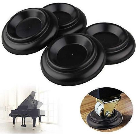 Set mit 4 Klaviermatten aus Hartholz mit Schaumstoffpuffern, ABS-Möbelfüßen, schwarz (1/5)