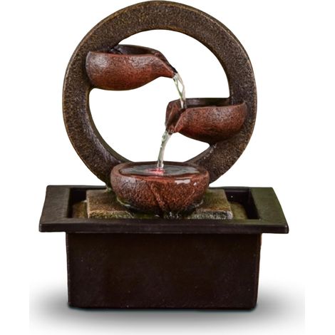 ZEN'LIGHT, fontana interna Zen Terai, decorazione per la casa originale, flusso d'acqua naturale, illuminazione a led multicolore, pompa silenziosa, L 17 x L 21 x H 25 cm (1/5)