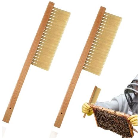 Brosse à Poils d'Abeille Outil de Brosse à Abeille Avec Manche en Bois Brosses d’ Abeille à Manche en Bois Apiculture Outil de La Ruche Abeille Brosse Apiculture Abeille Pinceau Avec Poignee 2 Pièces