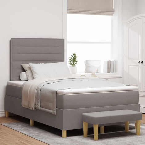 vidaXL Lit à ressorts avec tête de lit Taupe 200 x 120 cm tissu (1/5)