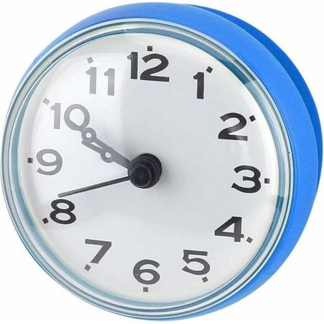 (Blaue) Mini-Wanduhr (wasserdicht) mit Saugnäpfen für Badezimmer, Küche, Wohnzimmer, Schlafzimmer (1/4)