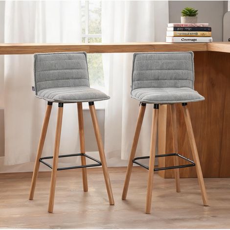 Tabouret de bar gris en polyester 48 x 48 x 99,5 cm (1/5)