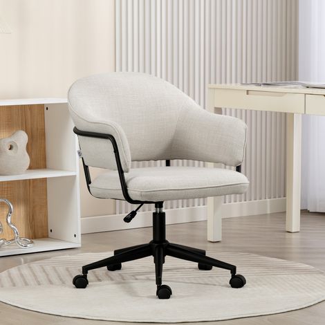 Chaise bureau ergonomique. fauteuil de bureau avec hauteur réglable. pivotant 360°. 63 x 65 x 83-92 cm. crème