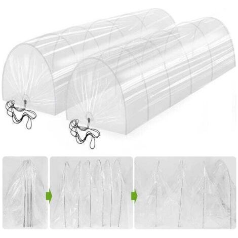 Lot de 2 serres tunnel 2 en 1,300 x 45 cm, mini serres, tunnel de jardin avec arceaux, protection contre les insectes, film pour canal de plantation (1/5)