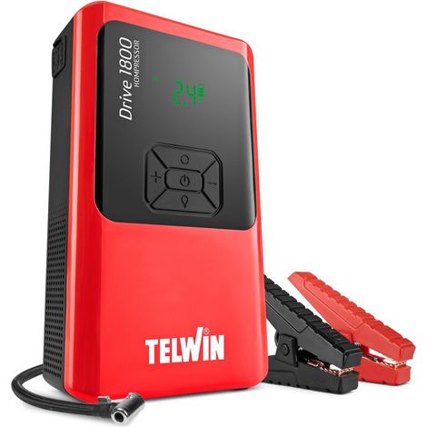 AVVIATORE PORTATILE STARTER CARICABATTERIE DRIVE 1800 KOMPRESSOR 12V +LED TELWIN