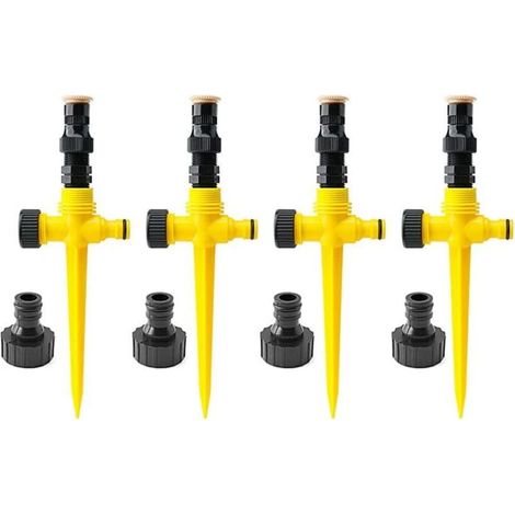 Automatisches Bewässerungssystem mit 360°-Drehung, verstellbarer Multifunktions-Gartensprenger mit Tandemanschluss für Rasen, Garten und Grünflächen (4er-Pack) - Crezuo