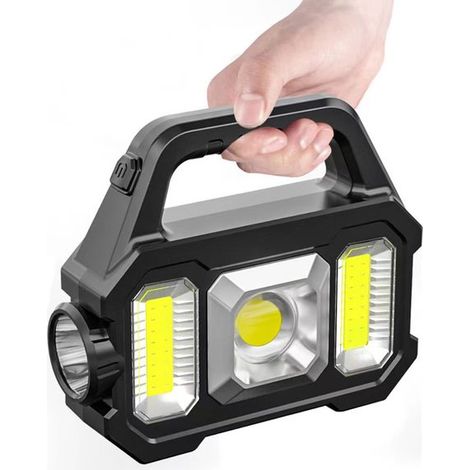 Torcia di emergenza - ricaricabile - solare - dinamo manuale (a stretta di mano) - luce laterale COB - 1200 mAh - 5W (1/5)