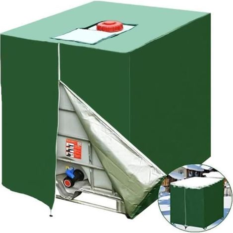 Schutzplane für 1000L IBC-Container, UV-beständige 420D-Abdeckung mit grünem Verschluss für Wassertanks.
