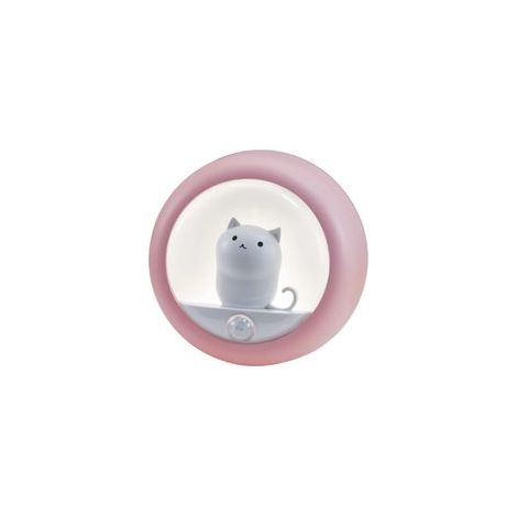 Lámpara nocturna para gatos con sensor de movimiento, ideal para amantes de los gatos, con imán incorporado, batería recargable y 2 niveles de brillo (rosa). - Crezuo