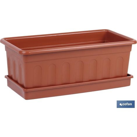 Fioriera Marrone Modello Fiori d'Arancio 40x20x15.5+Piatto 38x16.6cm