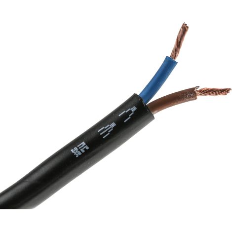 Câble d'alimentation RS PRO 2x2,5 mm², gaine PVC Noir, 100 ( Prix pour Bobine de 100 Mètres )