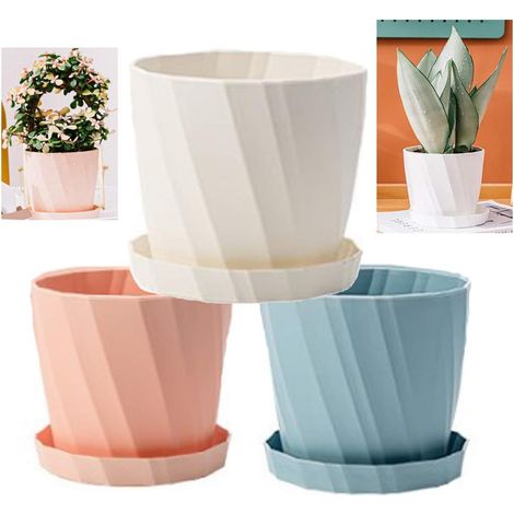 Pot de fleurs en plastique coloré, porte-plantes de style scandinave avec support, pour jardin, décoration intérieure/extérieure (1/5)