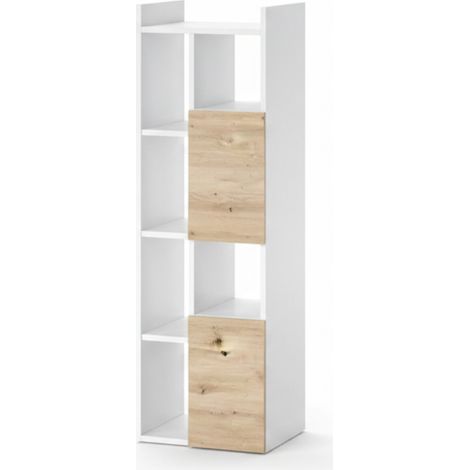 Armoire de salle de bain Alf, Blanc, 36 x 117 cm avec 2 tiroirs, Vicco