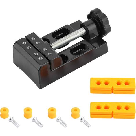 Tornillo de banco miniatura universal, mini tornillo de banco de 57 mm con clips de aleación y clips de madera de nogal, tornillo de banco con forma de oliva, adecuado para la fabricación de joyas, fi (1/5)