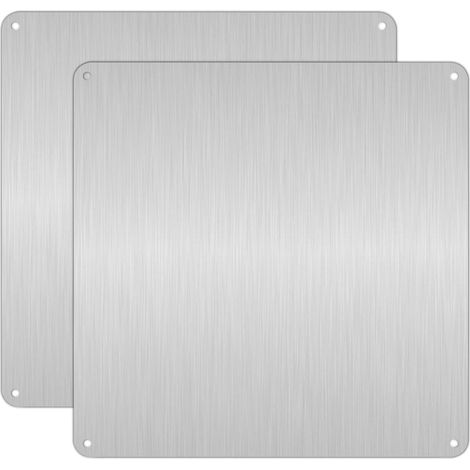 Lot de 2 plaques vides en aluminium DIY Plaque vierge en aluminium brossé (argenté, 20 x 20 cm) (1/5)