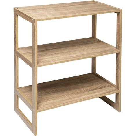 Étagère avec 3 niveaux en bois coloris naturel - Longueur 69 x Profondeur 33 x Hauteur 84 cm (1/2)