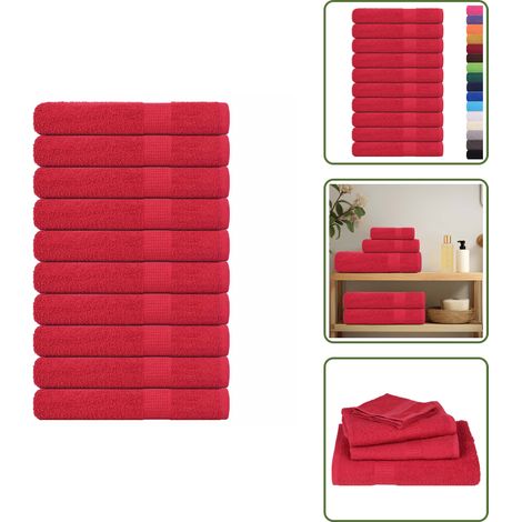 Handtücher 10 Stk. Rot 100x200 cm 360 g/m² 100% Baumwolle - Handtuch - Handtücher - Strandtuch - Badetuch (1/5)