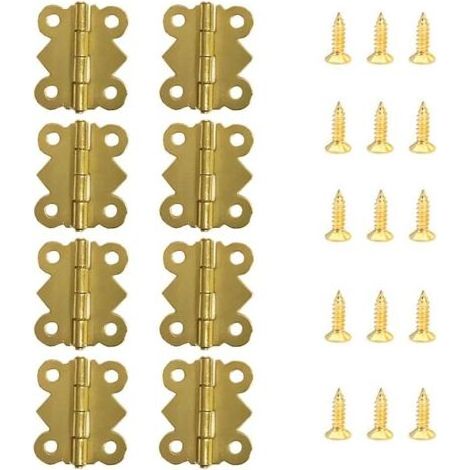 Charnière pour meuble,50 Pièces Charnières Mini Papillon Charnières Laiton Rétro avec 200 pièces Vis de remplacement (20x 17mm) (1/4)
