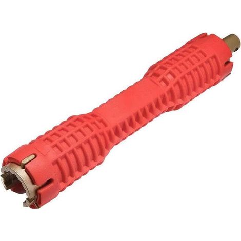 AGE (8 en 1) outil de retrait de clé de et multifonctionnel pour installateur de et et d'évier adapté à la salle de bain et à la cuisine (rouge) (1/5)