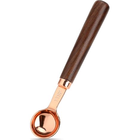 Cuchara de café para café molido, 1 cucharadita, 1/3 cucharada, 5 ml, cucharilla de madera de mango largo, 16,5 cm, cuchara medidora