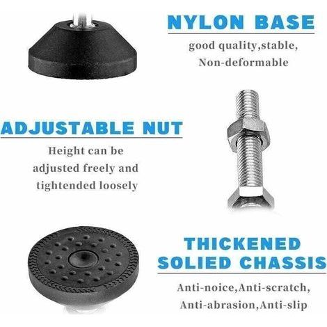 8pcs Vis de Réglage pour Pieds de Meuble, Pied vis m8 Pied a Visser Ajustables de Montage au Sol Capacité de Charge : Jusqu‘à 300 kg, Vis, Écrou et Rotule en Acier Pieds de Nivellemen (1/4)