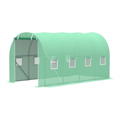 Outdoor Walk-in Polytunnel Greenhouse with Roll-Up Door and 8 Mesh Windows,4x2M Garden Tent for Plant Protection