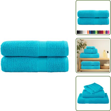 The Living Store Premium-Handtücher SOLUND 2 Stk. Türkis 50x100 cm 600 g/m² - Baumwolle (1/5)