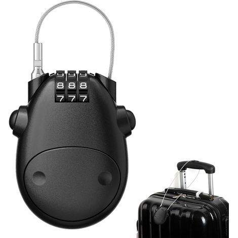 Piece Bicycle Lock with 3-Digit Combination, Stroller Lock, Bicycle Lock with Combination, Bicycle Lock, Bicycle Lock, 75cm Steel Cable, For Bicycles, Motorcycles, Luggage (Black) (1/5)