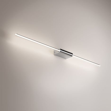 Brilliant Lampada da Parete e Soffitto Lineare LED in Cromo Lucido, Design Minimalista per Interni, Versatile, 9W, Lunghezza 87,2 cm, IP20, 360 Gradi
