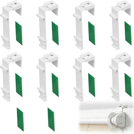 8-Piece No-Drill Roller Blind Bracket Set, Long Clamp Bracket for Double Roller Blinds, No-Drill Blind Fixing for Duo Roller Blinds and Venetian Blinds (1/5)