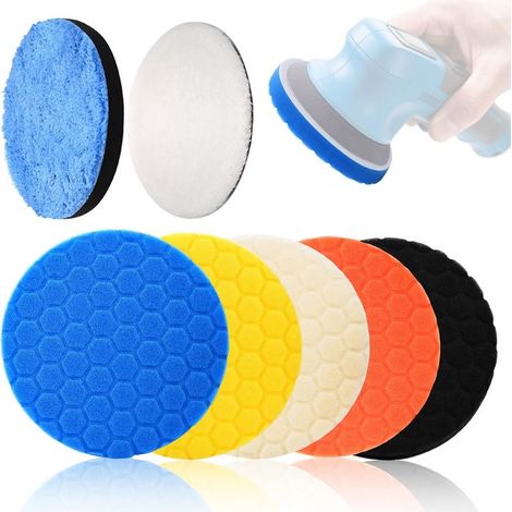 7 Pièces 150mm Polissage Pad,Kit Polissage Voiture,Hexlogique PolissagePad,Disque Polissageen Laine,pour Polissagede Voiture Meulage Cirage (1/5)