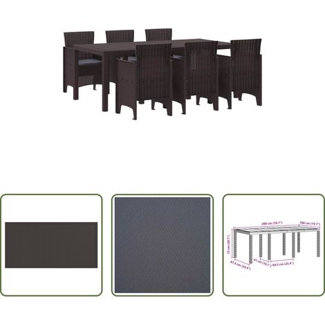 Garten Tisch - Garten Essgruppe 7 pcs Braun Polypropylen (1/5)
