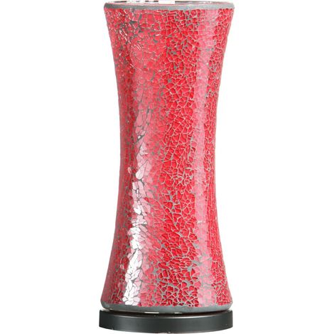 Premier Housewares Mosaic Red Glass Lamp
