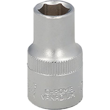 Llave Vaso 1/2" Hexagonal 11 mm. Perfil de 6 caras. Acero Cromo Vanadio, Aristas Redondas (1/5)