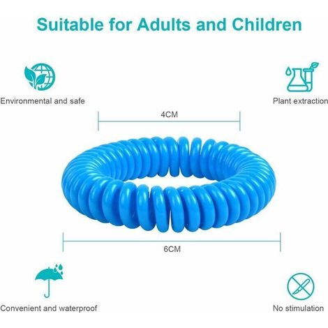 Set mit 12 Mückenschutzarmbändern, wasserfest, verstellbar aus Leder und EVA, natürliche, DEET-freie Armbänder für Erwachsene, Kinder und Babys, 300 Stunden Insektenschutz (1/3)