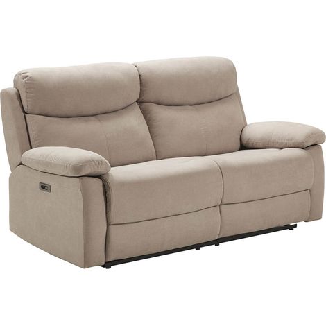 TARIFA - Canapé 3 Places Relax Electrique Beige Tissu Waterproof (1/5)