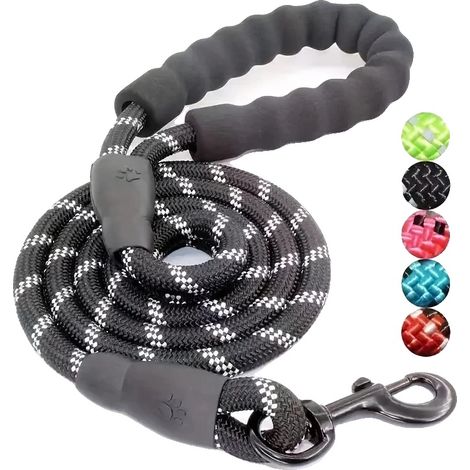 Correa para perros, diseño reflectante, asa acolchada, 2M-b, negra (1/2)