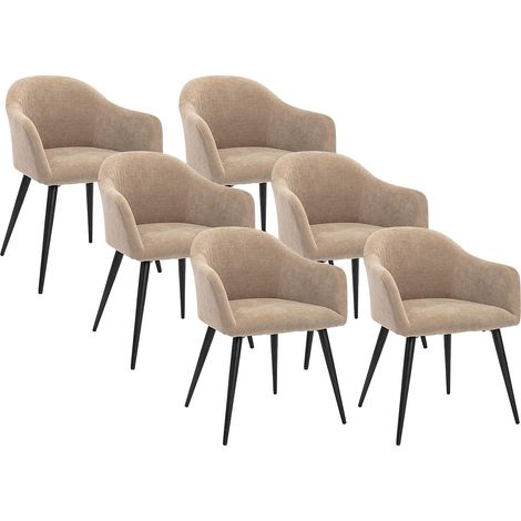 Sedie con braccioli Effetto Velluto e Metallo Beige - Lotto di 6 - BIBO (1/5)