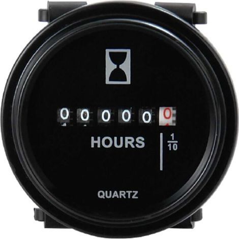 Contaore meccanico al quarzo rotondo da 6V a 80V CC per trattorino rasaerba, trituratore di ceppi, generatore, carrello elevatore, ATV, motoslitta, moto da cross. (1/5)