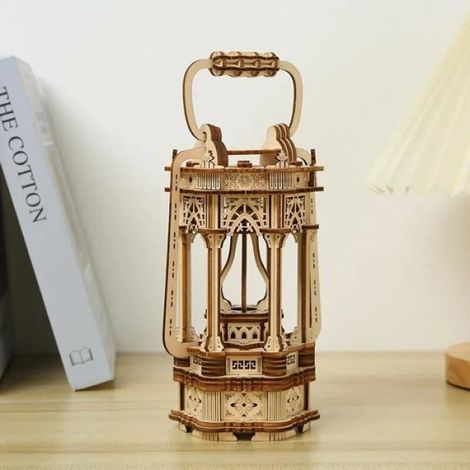 Lanterne 3D En Bois - Kit Puzzle À Monter Soi-Même - Lampe Décorative Vintage Pour Chambre Ou Salon - 1 Pièce (1/4)