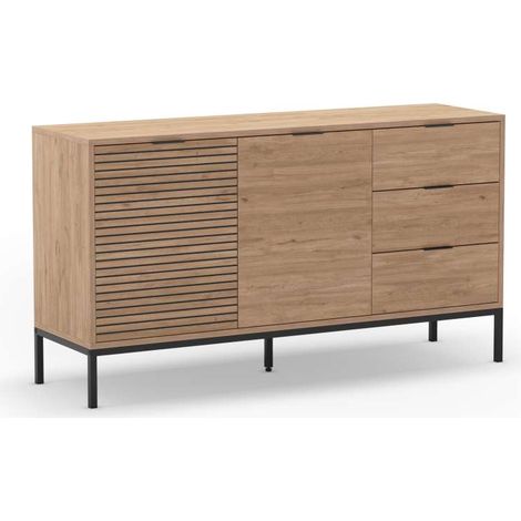 Mueble aparador 2 puertas 3 cajones modelo Enzo acabado roble sepet, 140cm(ancho) 80cm(alto) 40cm (largo) (1/5)