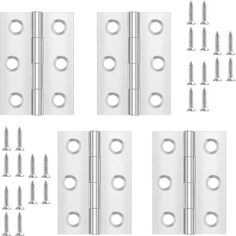 4-Piece Door Hinge, Stainless Steel Hinge, Invisible Hinge, Flat Hinge, Cabinet Door/Small Doors/Drawers/Windows/Pianos/Jewelry Cabinets, Home Furniture Hardware (1/5)
