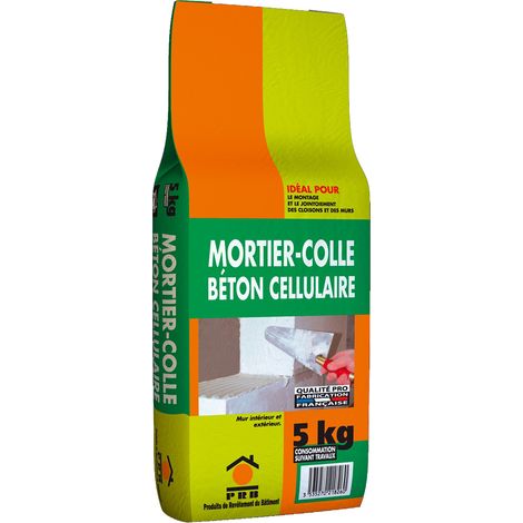 Mortier-Colle Béton Cellulaire 5kg - Adhérence Renforcée, Pose Facile et Précise - Idéal pour le Montage de Blocs, Cloisons Légères et Murs en Béton Cellulaire Intérieur/Extérieur - Prêt à Gâcher