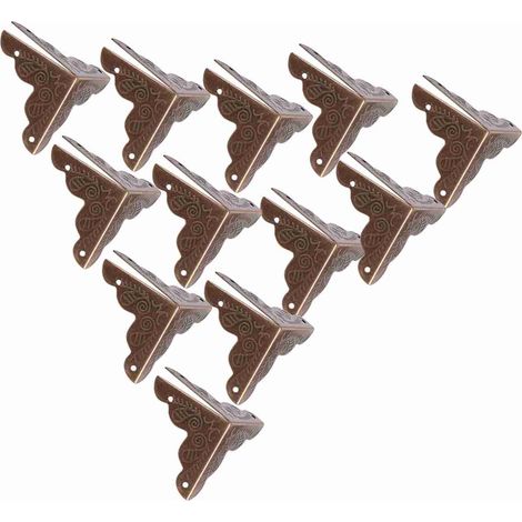 Dekorative antike Eckenschützer aus Eisen für Holzkisten (Bronze) - Set mit 12 Stück (2,4 cm) (1/5)